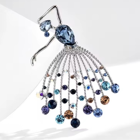 NEW! Elegant Blue Ballet Dancer Brooch. Trendy Ballerina pin. 🩰 Luxury Brooch - Picture 3 of 6
